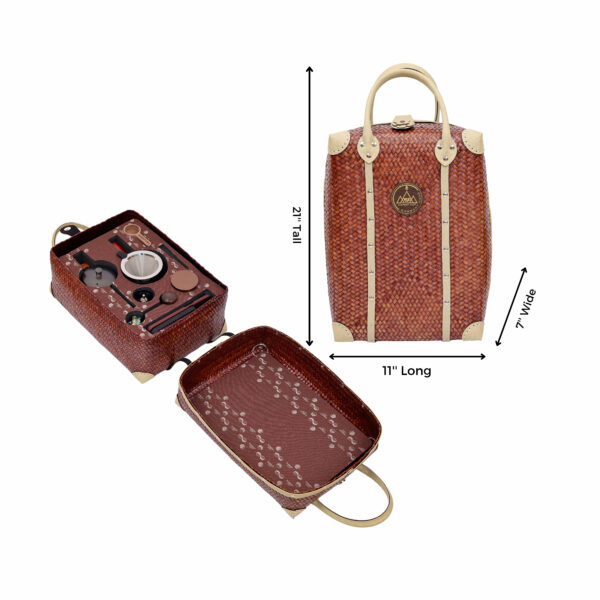 K-2.1 กระเป๋ากระจูดสำหรับชุดดริปกาแฟ สีโอ๊ค