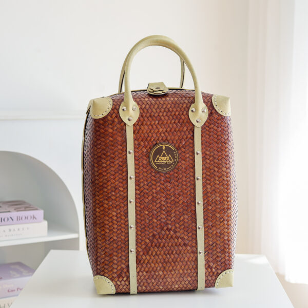 K-2.3 กระเป๋ากระจูดสำหรับชุดดริปกาแฟ สีโอ๊ค