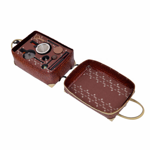 K-2.4 กระเป๋ากระจูดสำหรับชุดดริปกาแฟ สีโอ๊ค