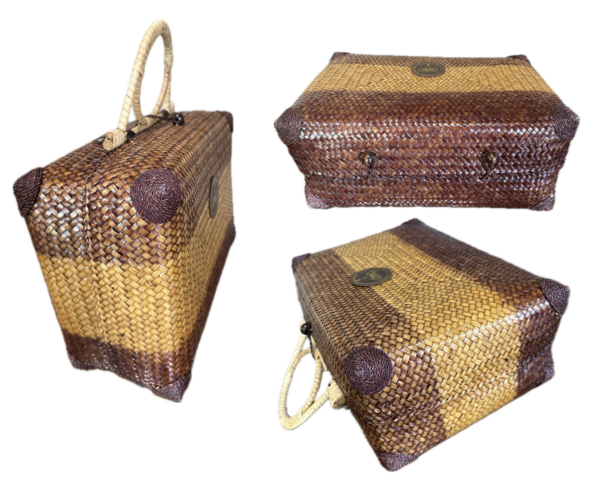 K-3.2 กระเป๋ากระจูดสำหรับชุดดริปกาแฟ สีทูโทน