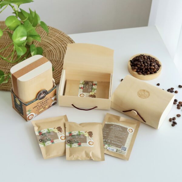 Coffee Bean Gift Box ชุดกล่องคราฟท์ เมล็ดกาแฟอาราบิก้าแท้ 100%
